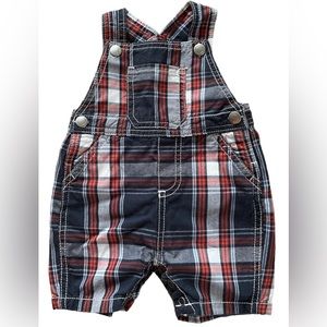 Nordstrom Baby size 3 mo plaid overalls snap bottom snap straps